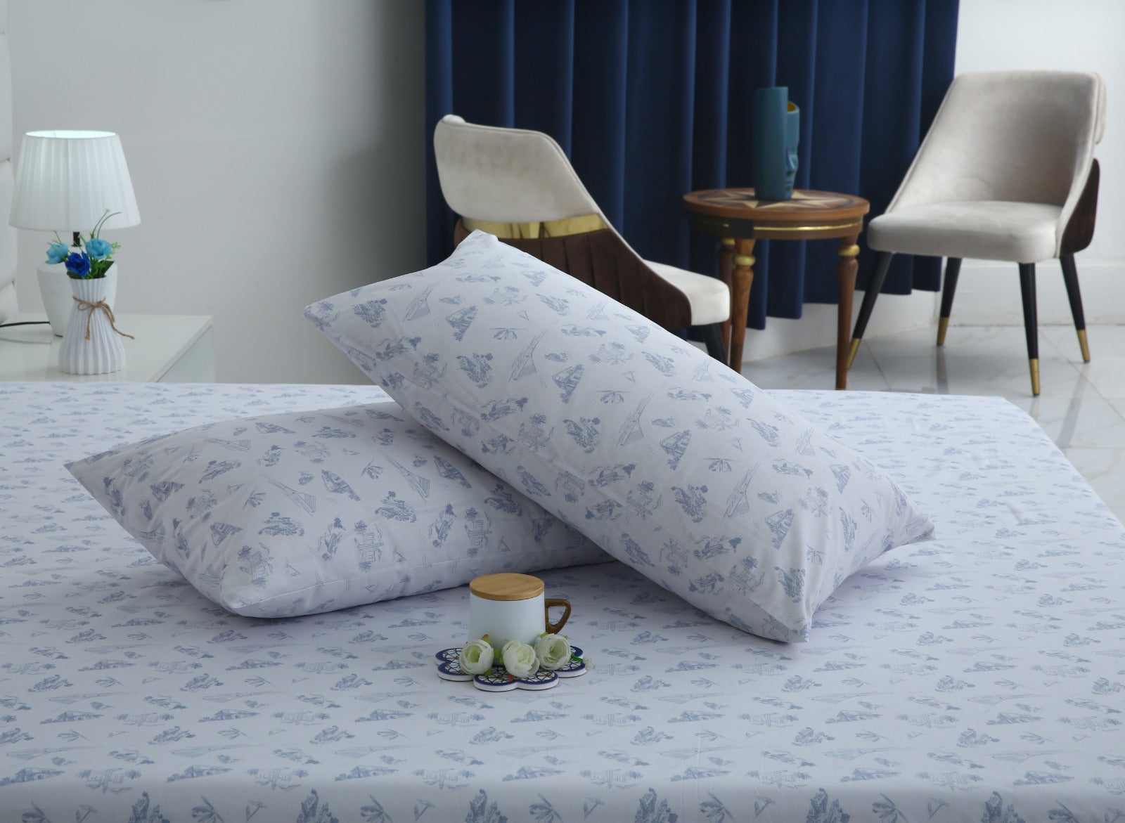 3 PCs Double Bed Sheet With Same Packing- Canva Arts Bed Sheets Apricot