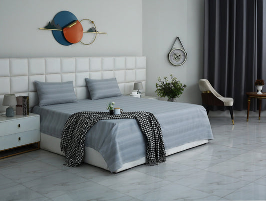 3 PCs Double Bed Sheet With Same Packing- Grey Shades Bed Sheets Apricot