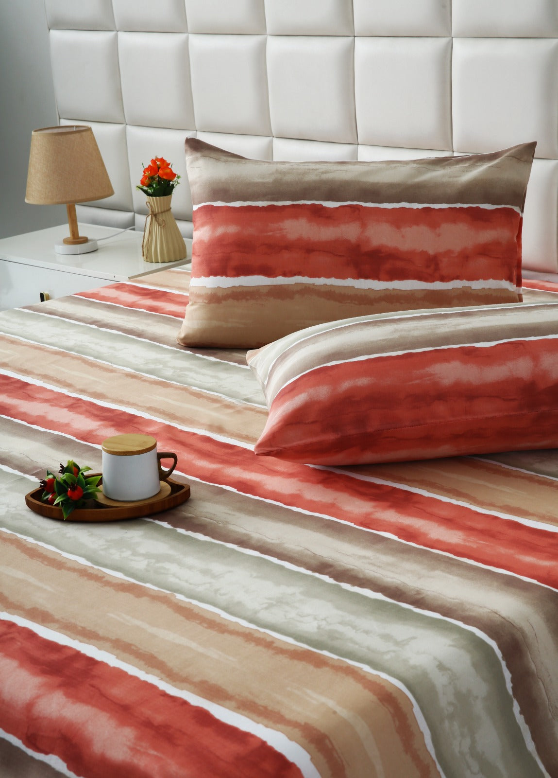 3 PCs Double Bed Sheet- DB269 BED SHEET Apricot