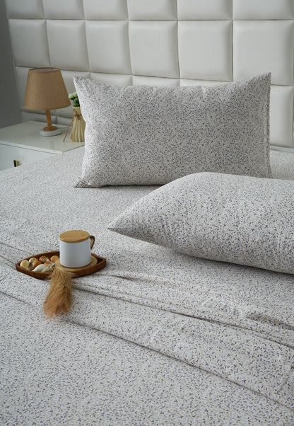3 PCs Double Bed Sheet With Same Packing- Tiny Floret Bed Sheets Apricot