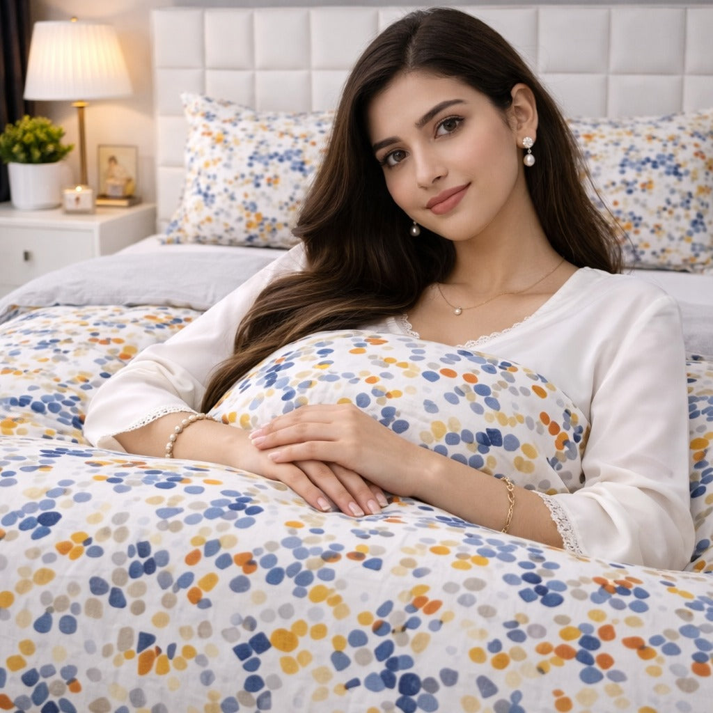 3PCs Double Duvet Cover- Glitters Bed Sheets Apricot