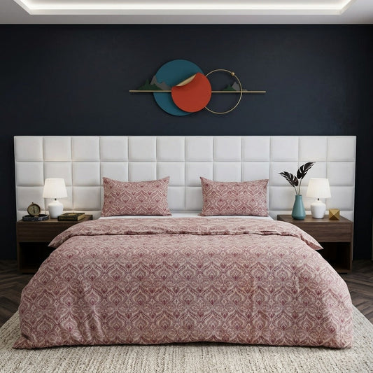 3PCs Double Duvet Cover- Motives Bed Sheets Apricot