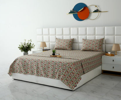 3 PCs Double Bed Sheet With Same Packing- Premium Vector Bed Sheets Apricot