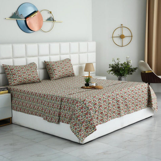3 PCs Double Bed Sheet With Same Packing- Premium Vector Bed Sheets Apricot