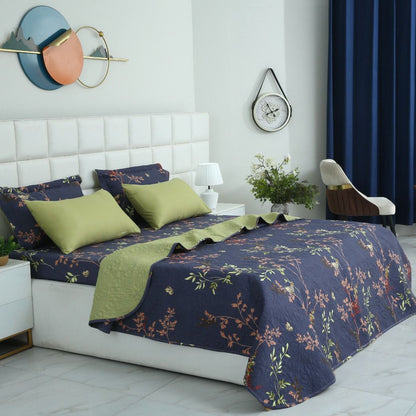 6 PCs Bed Spread Set- Retro Leaf Bed Spread Apricot