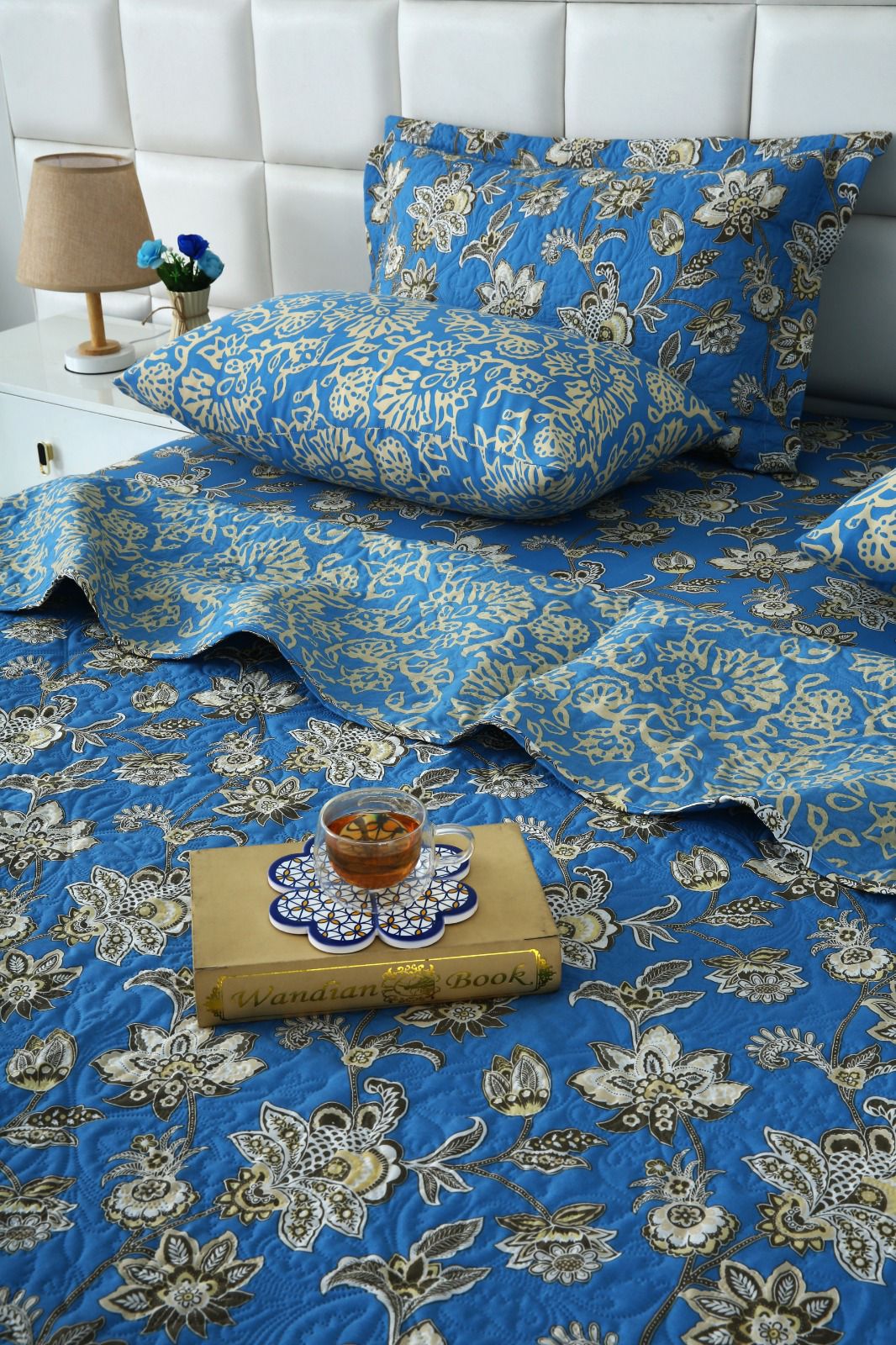 6 PCs Bed Spread Set- Vintage Chinese Bed Spread Apricot
