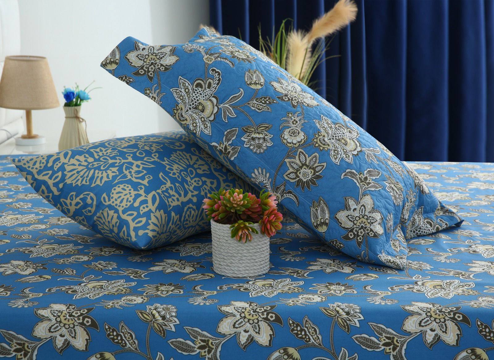 6 PCs Bed Spread Set- Vintage Chinese Bed Spread Apricot