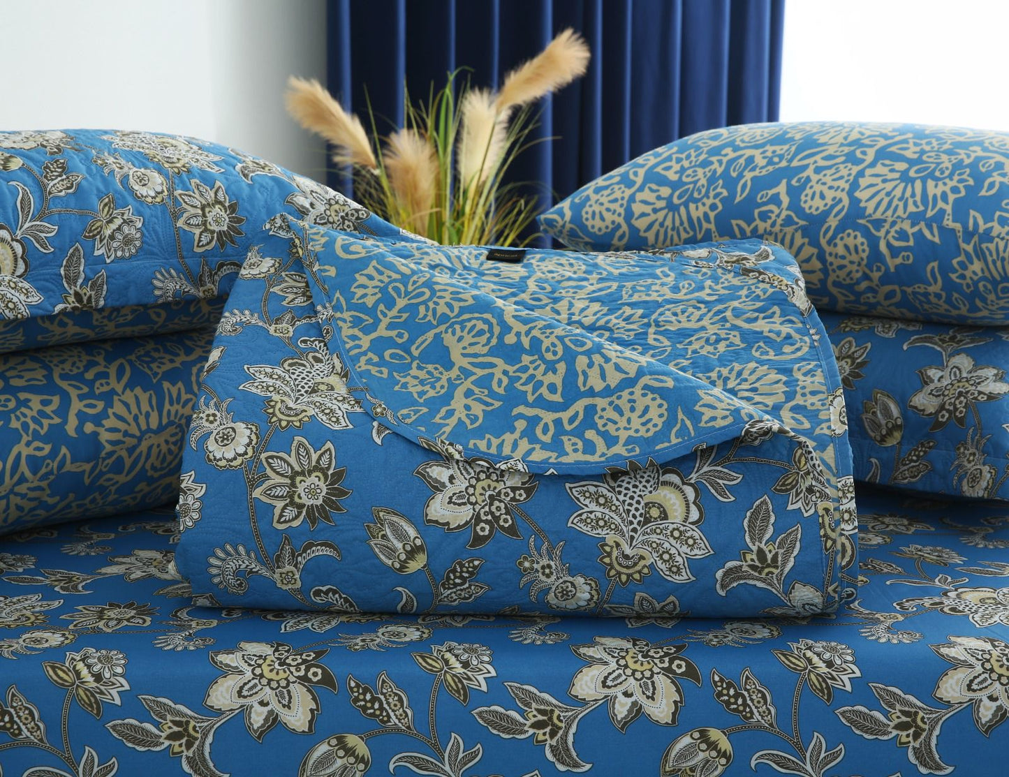 6 PCs Bed Spread Set- Vintage Chinese Bed Spread Apricot
