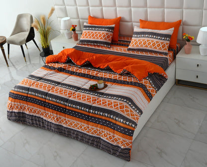 6 PCs Summer Comforter Set- Mexican Style Bed Spread Apricot