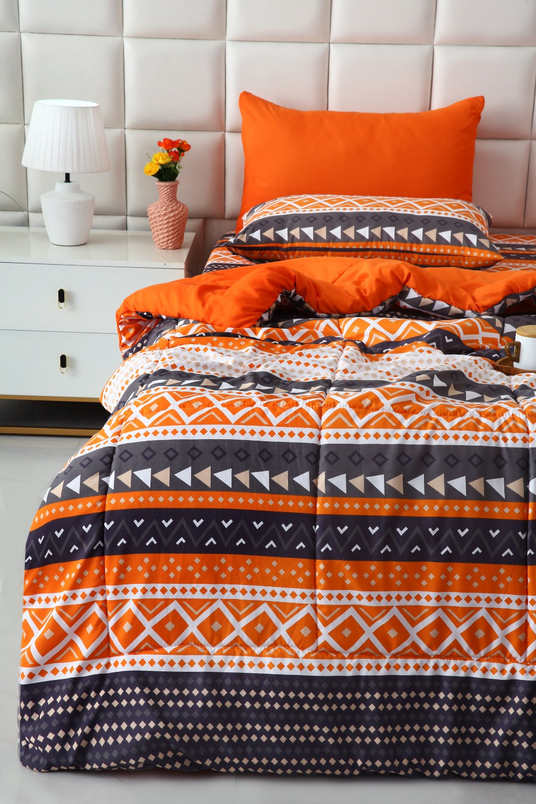 6 PCs Summer Comforter Set- Mexican Style Bed Spread Apricot