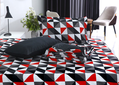 6 PCs Bed Spread Set- Abstract Geometric Bed Spread Apricot