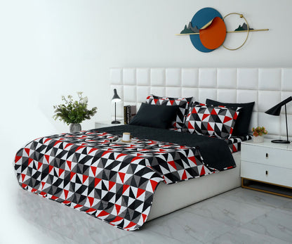 6 PCs Bed Spread Set- Abstract Geometric Bed Spread Apricot