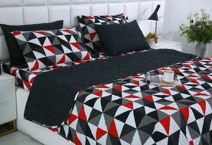 6 PCs Bed Spread Set- Abstract Geometric Bed Spread Apricot