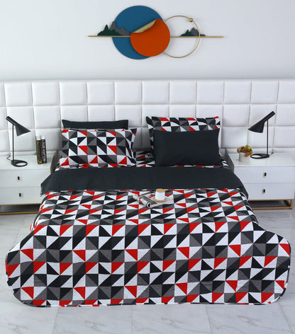 6 PCs Bed Spread Set- Abstract Geometric Bed Spread Apricot