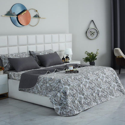 6 PCs Bed Spread Set- Buds Floral Bed Spread Apricot