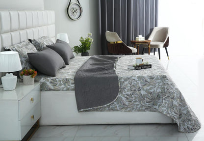 6 PCs Bed Spread Set- Buds Floral Bed Spread Apricot