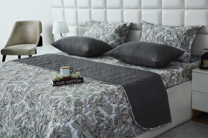 6 PCs Bed Spread Set- Buds Floral Bed Spread Apricot