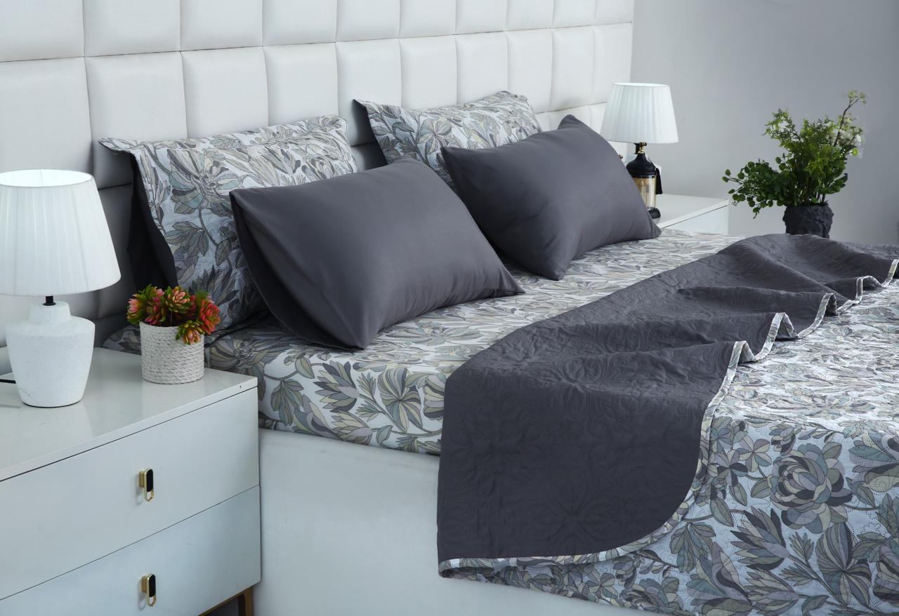 6 PCs Bed Spread Set- Buds Floral Bed Spread Apricot