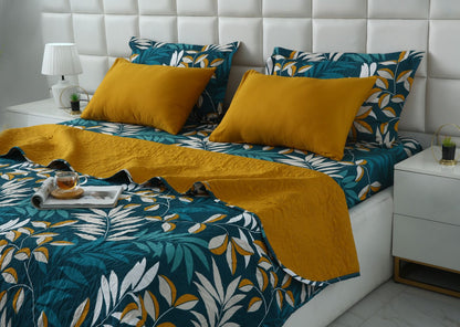 6 PCs Bed Spread Set- Tropicals Bed Spread Apricot