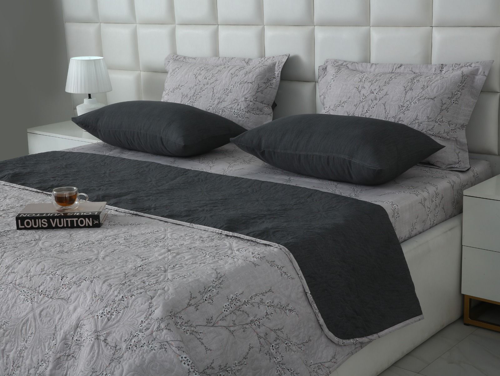 6 PCs Bed Spread Set- Jaipur Waves Bed Spread Apricot