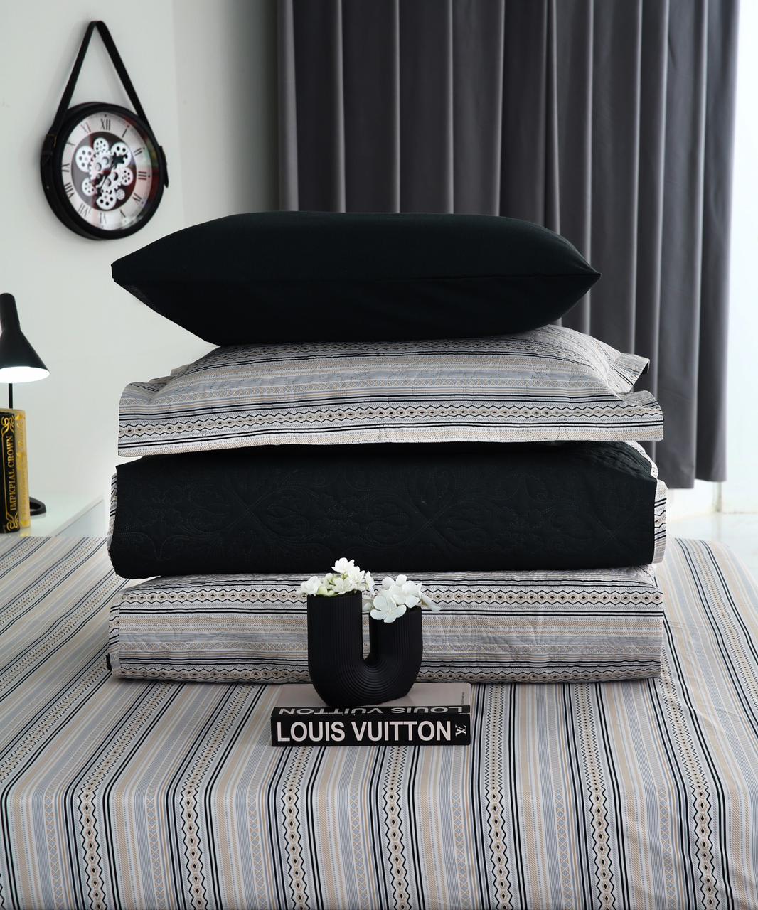 6 PCs Bed Spread Set- Slate Bed Spread Apricot