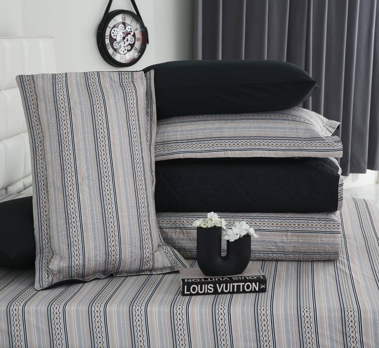 6 PCs Bed Spread Set- Slate Bed Spread Apricot