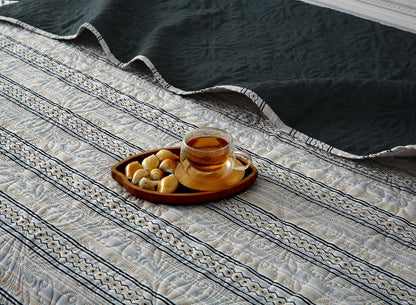 6 PCs Bed Spread Set- Slate Bed Spread Apricot