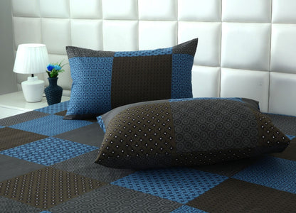 Fitted Bed Sheet- Indigo Patchwork Fitted Sheets Apricot