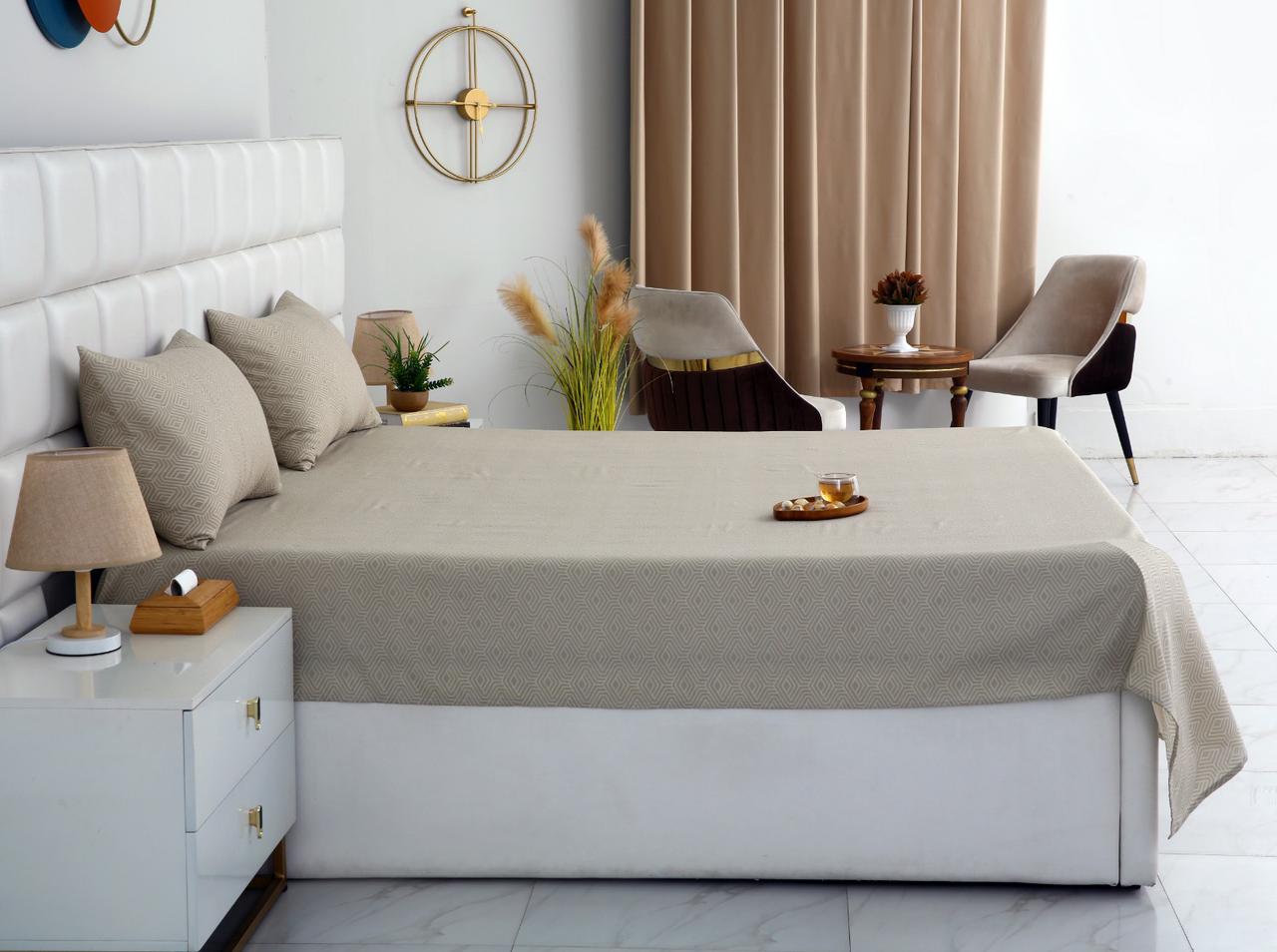 3 PCs Double Bed Sheet- Opus BED SHEET Apricot
