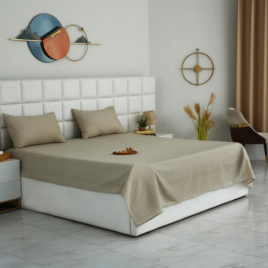 3 PCs Double Bed Sheet- Opus BED SHEET Apricot