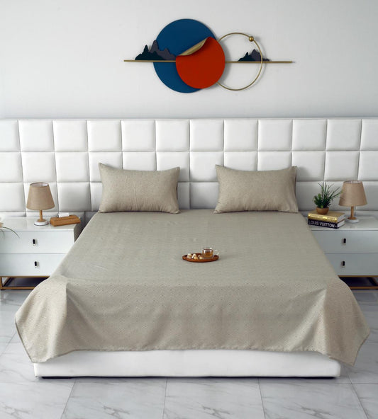 3 PCs Double Bed Sheet- Opus BED SHEET Apricot