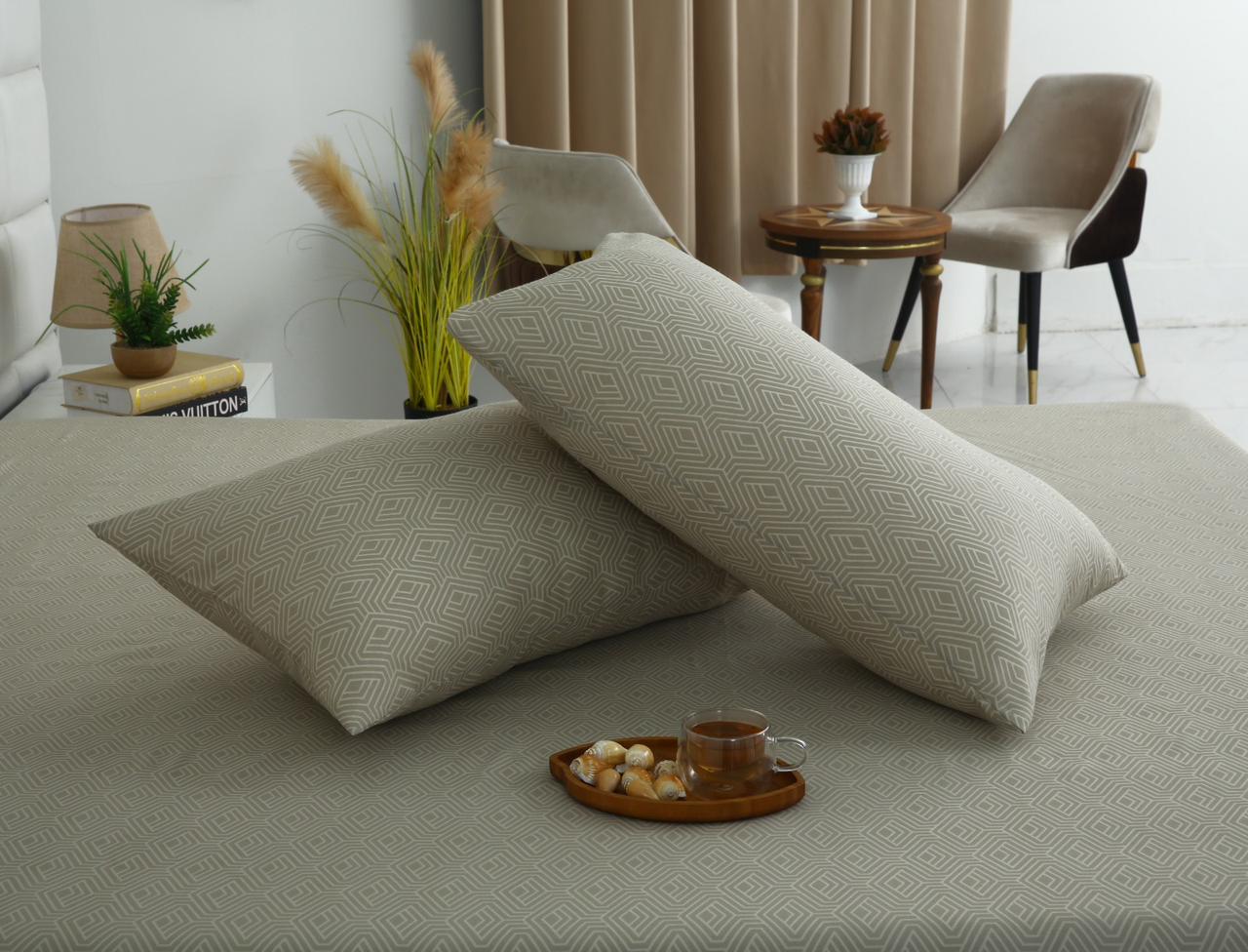 3 PCs Double Bed Sheet- Opus BED SHEET Apricot