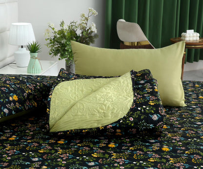 6 PCs Bed Spread Set- Black Meadows Bed Spread Apricot