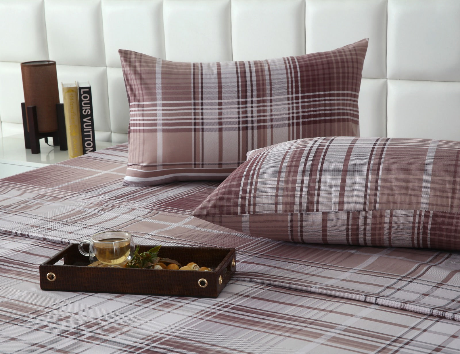 3 PCs Double Bed Sheet With Same Packing- Warm Brown Bed Sheets Apricot