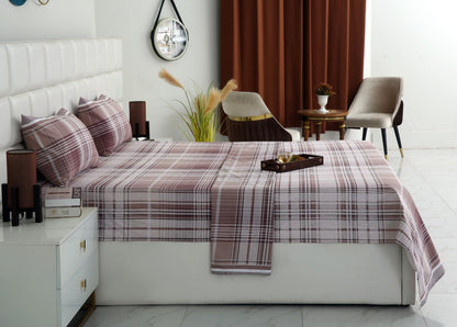 3 PCs Double Bed Sheet With Same Packing- Warm Brown Bed Sheets Apricot