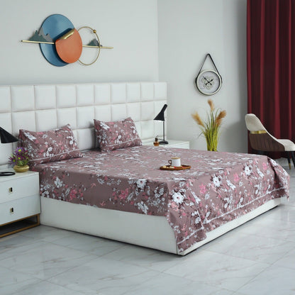 3 PCs Double Bed Sheet With Same Packing- White Nector Bed Sheets Apricot