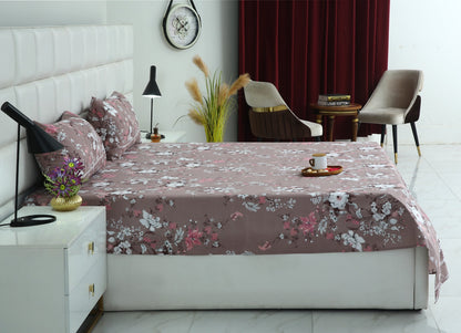 3 PCs Double Bed Sheet With Same Packing- White Nector Bed Sheets Apricot