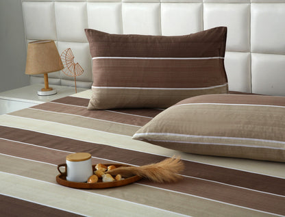 3 PCs Double Bed Sheet With Same Packing- Nordic Brown Bed Sheets Apricot