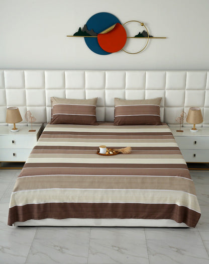 3 PCs Double Bed Sheet With Same Packing- Nordic Brown Bed Sheets Apricot