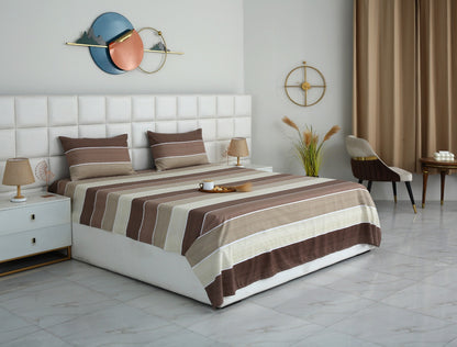 3 PCs Double Bed Sheet With Same Packing- Nordic Brown Bed Sheets Apricot