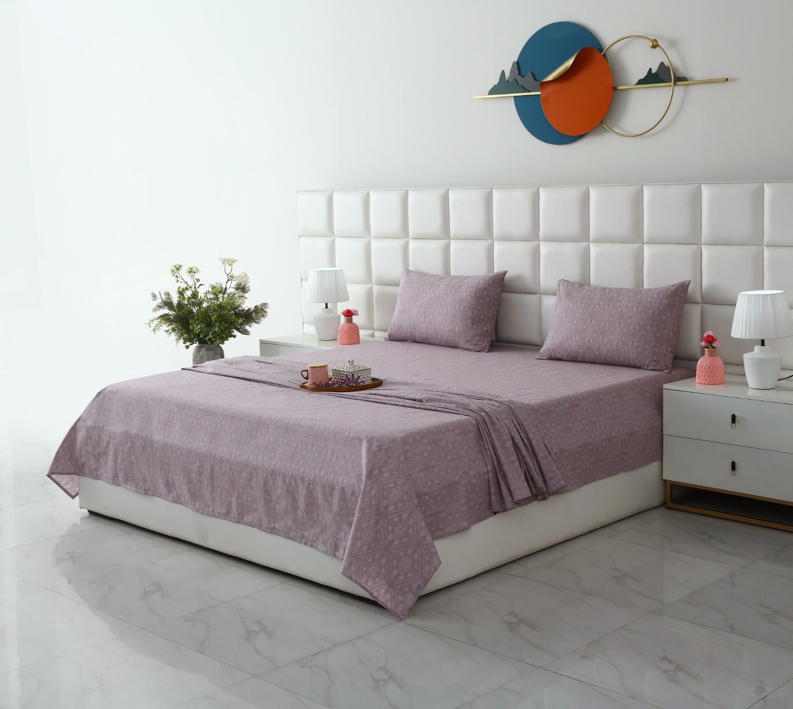 3 PCs Double Bed Sheet With Same Packing- Rosy Dreams Bed Sheets Apricot
