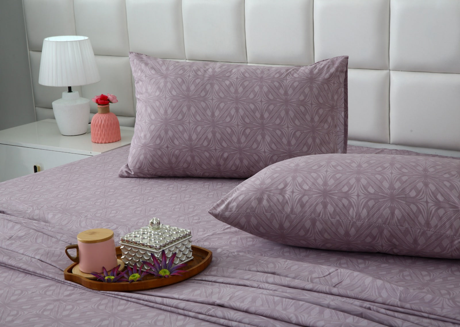 3 PCs Double Bed Sheet With Same Packing- Rosy Dreams Bed Sheets Apricot