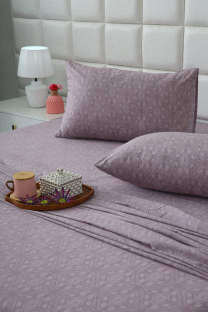 3 PCs Double Bed Sheet With Same Packing- Rosy Dreams Bed Sheets Apricot