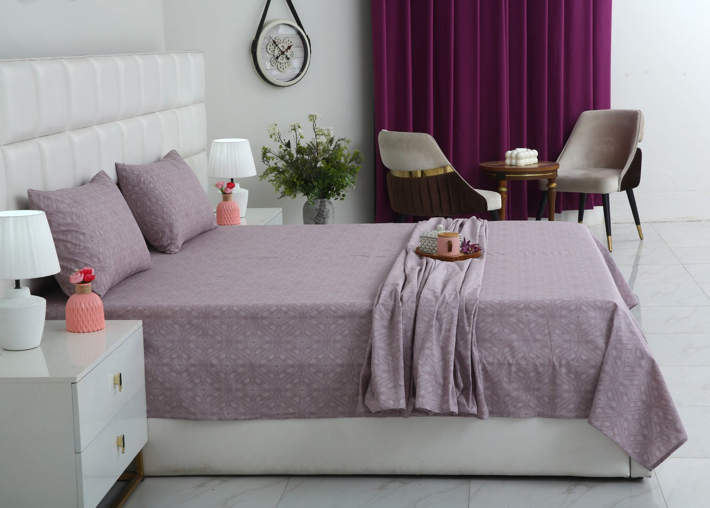 3 PCs Double Bed Sheet With Same Packing- Rosy Dreams Bed Sheets Apricot