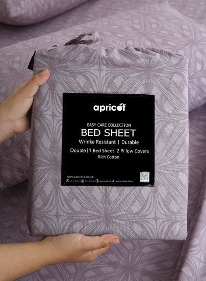 3 PCs Double Bed Sheet With Same Packing- Rosy Dreams Bed Sheets Apricot