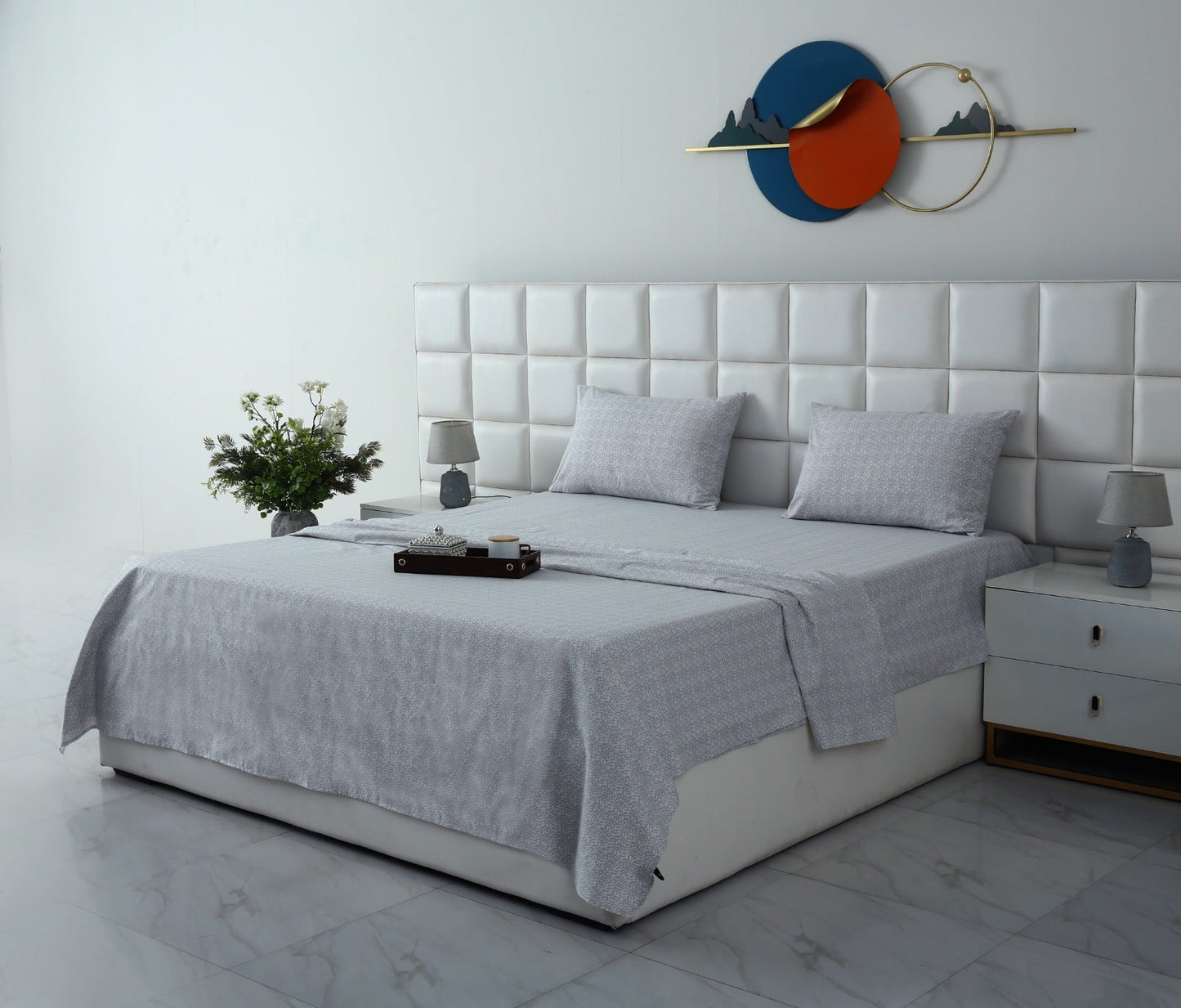 3 PCs Double Bed Sheet With Same Packing- Twilight Buds Bed Sheets Apricot