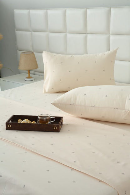 3 PCs Double Bed Sheet With Same Packing- Linen Cloud Bed Sheets Apricot
