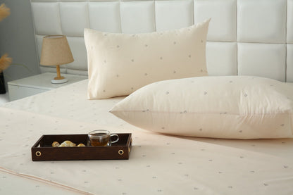 3 PCs Double Bed Sheet With Same Packing- Linen Cloud Bed Sheets Apricot