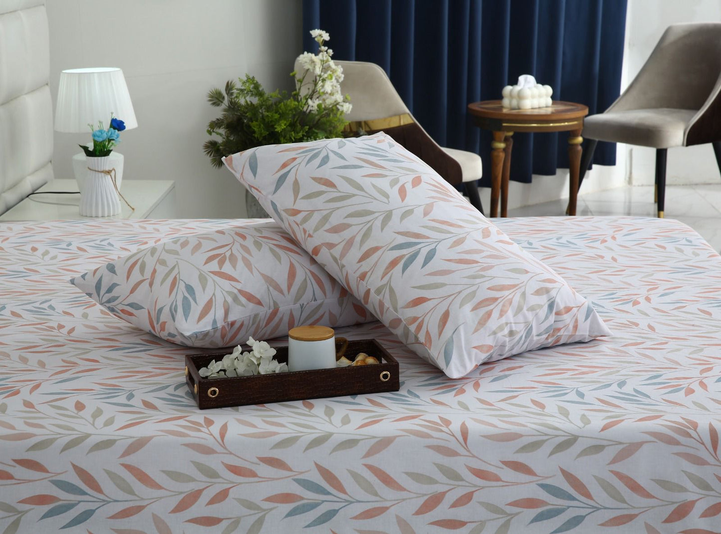 3 PCs Double Bed Sheet With Same Packing- DB286 Bed Sheets Apricot