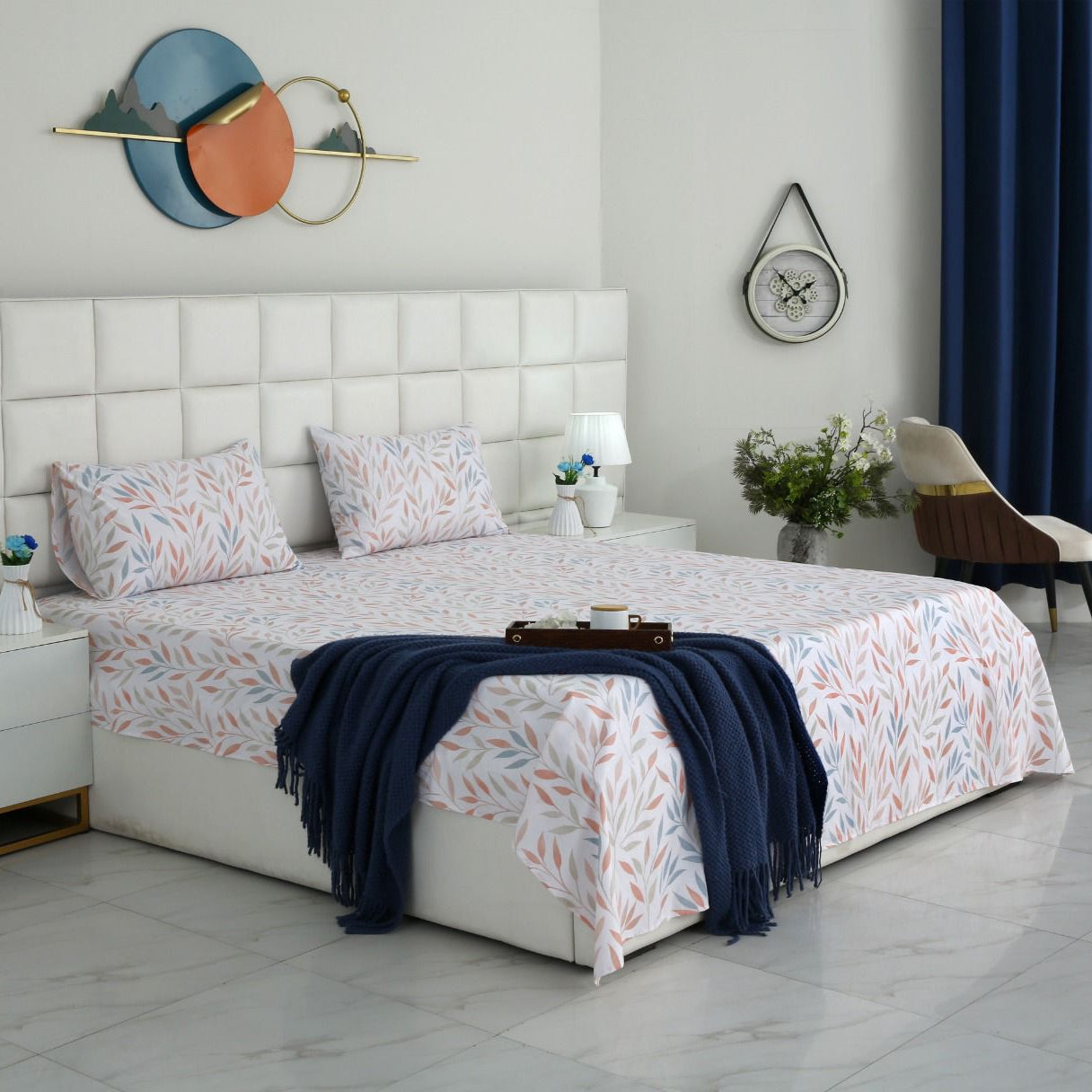 3 PCs Double Bed Sheet With Same Packing- DB286 Bed Sheets Apricot
